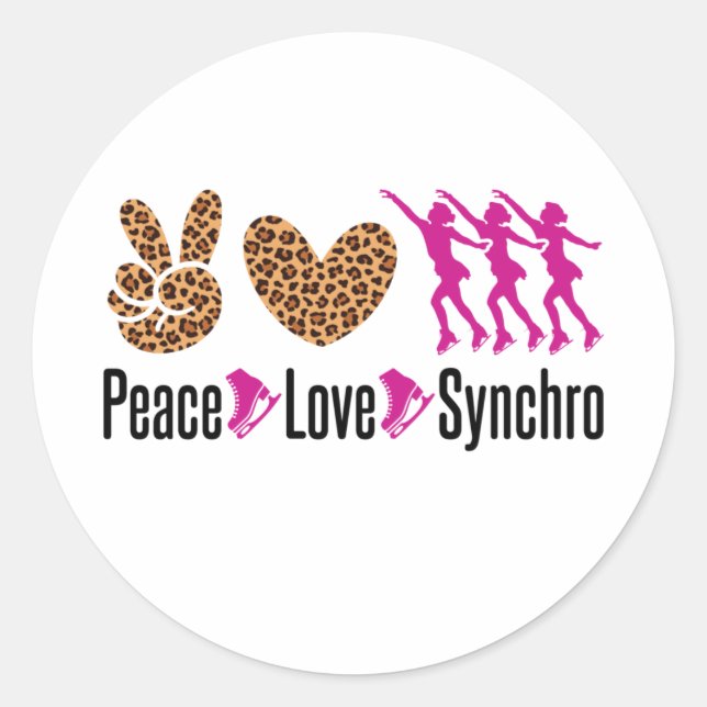 Sticker Rond Peace Love Synchro patinage synchronisé (Devant)