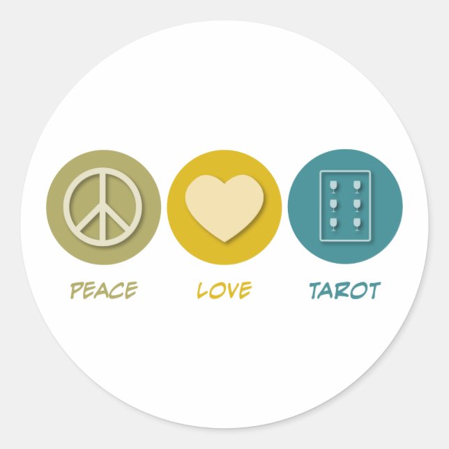 Sticker Rond Peace Love Tarot (Devant)