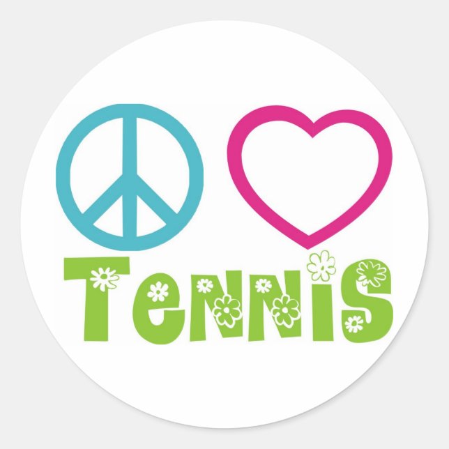 Sticker Rond Peace Love Tennis (Devant)