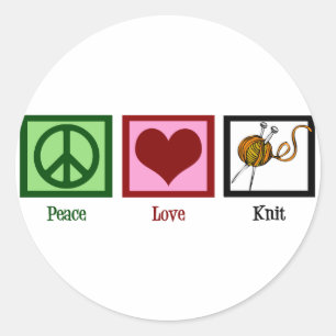 Sticker Rond Peace Love & Tricot
