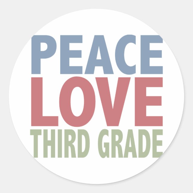 Sticker Rond Peace Love Troisième année (Devant)