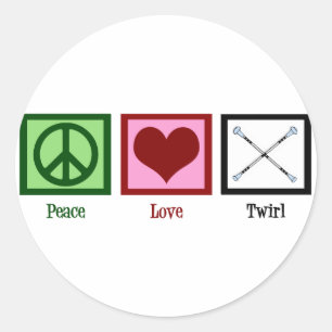 Sticker Rond Peace Love Twirl