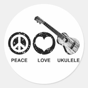 Sticker Rond Peace Love Ukulele
