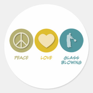 Sticker Rond Peace Love Verre souffle