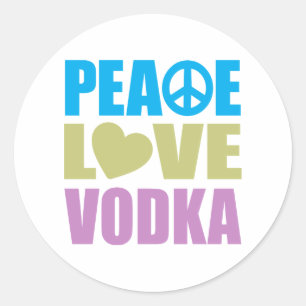 Sticker Rond Peace Love Vodka