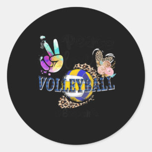 Sticker Rond Peace Love Volleyball Soeur Vie Maman Grand-mère L