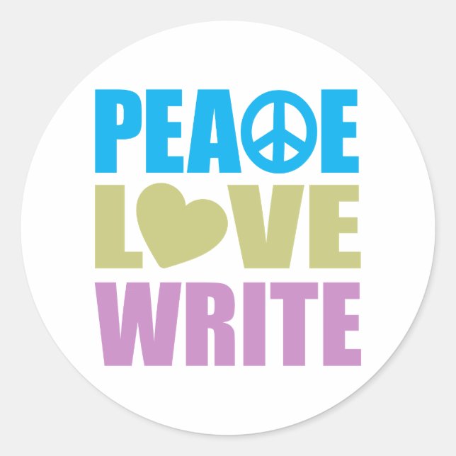 Sticker Rond Peace Love Write (Devant)