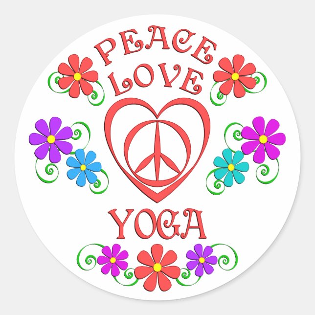Sticker Rond Peace Love Yoga (Devant)