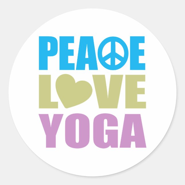 Sticker Rond Peace Love Yoga (Devant)