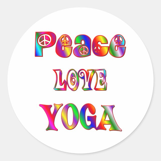 Sticker Rond Peace Love Yoga (Devant)