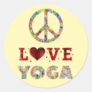 Sticker Rond Peace Love Yoga Colorful Spiritual