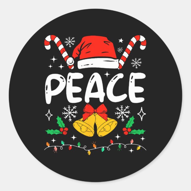 Sticker Rond Peace Matching I Come In Peace Couples Santa Hat C (Devant)