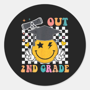 Sticker Rond Peace Out 2e année d'études Dernière journée Sec é