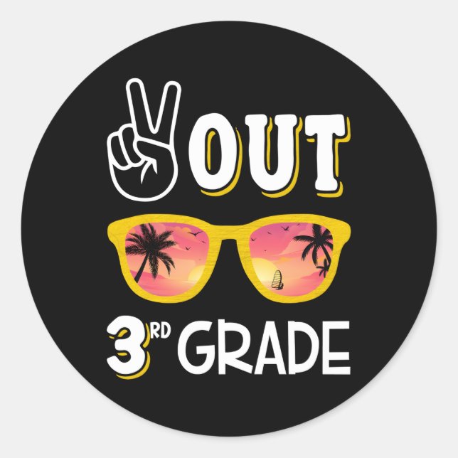 Sticker Rond Peace Out 3E Grade Pour 3E Grade (Devant)