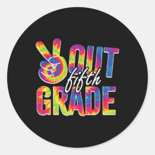 Sticker Rond Peace Out 5E Classe De 5E Année De 2023 Bye 5E Gr
