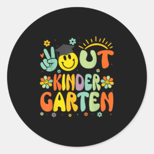 Sticker Rond Peace Out Kindergarten Cl De 2025 Goodbye Graduati