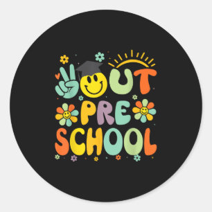 Sticker Rond Peace Out Préscolaire Cl De 2025 Adieu Graduation