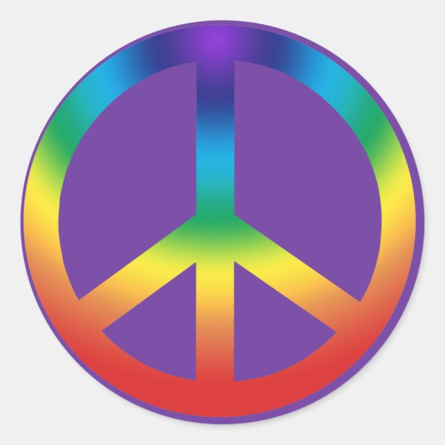 Sticker Rond Peace Sign à Rainbow colors (Devant)