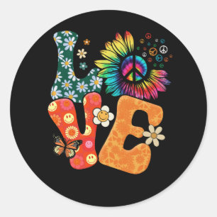 Sticker Rond Peace Sign Love 60s les années 70 Costume Super Hi