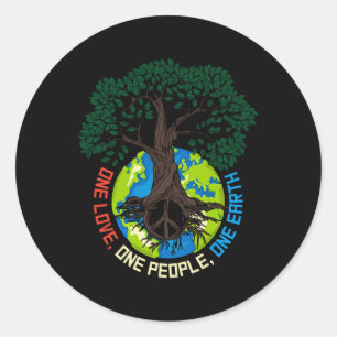 Sticker Rond Peace Tree Love - Protection De l'environnement Ea