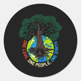Sticker Rond Peace Tree Love - Protection De l'environnement Ea