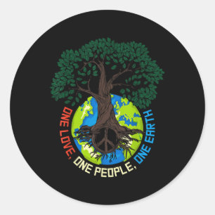 Sticker Rond Peace Tree Love - Protection De l'environnement Ea