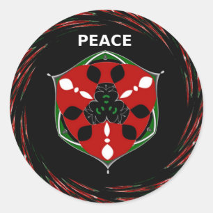 Sticker Rond "Peace : with Shield Emblem"