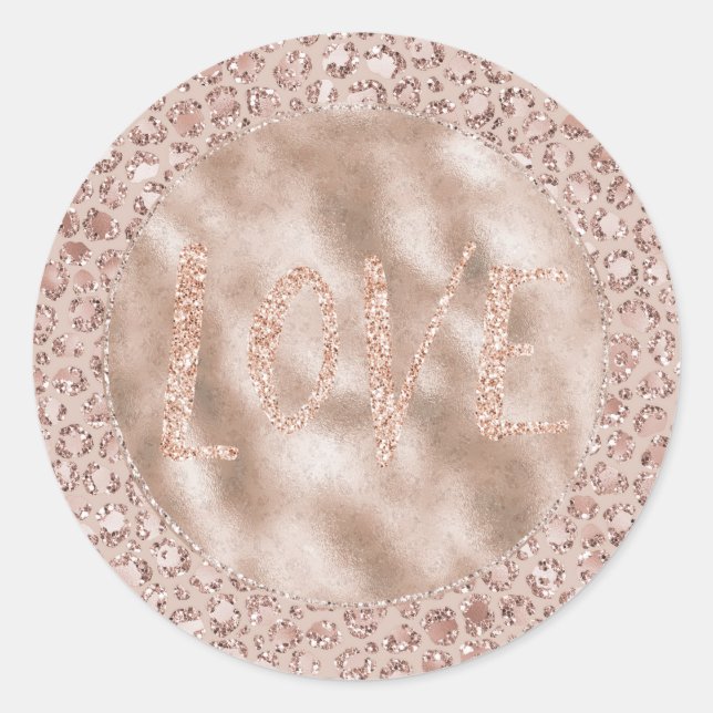Sticker Rond Peach Cream Blush Empreinte de léopard Parties sci (Devant)