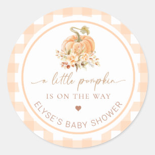 Sticker Rond Peach En vichy Fall Un Peu Citrouille Est En Route