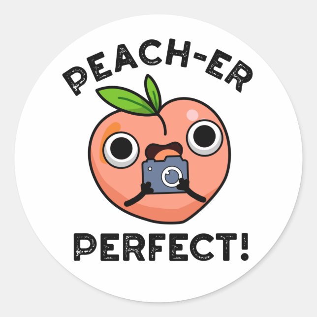 Sticker Rond Peach er Parfait Funny Peach Pun (Devant)