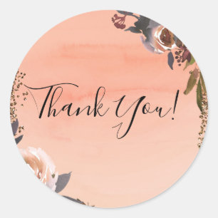 Sticker Rond Peach & Gold Parties scintillant Floral Fête des m