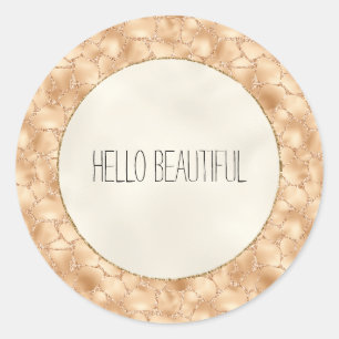 Sticker Rond Peach Gold Parties scintillant Glam Sparkle Giraff