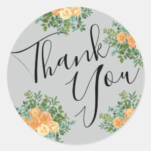 Sticker Rond Peach Grey Mariage Spring Floral