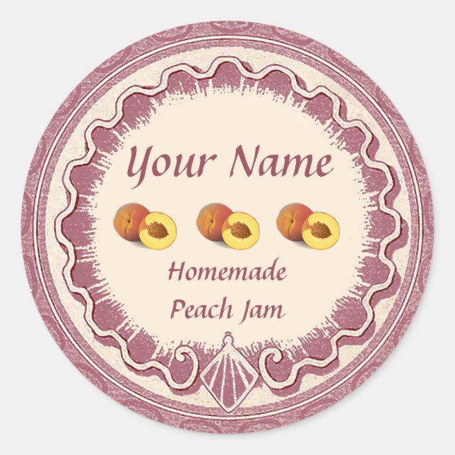 Sticker Rond Peach Jam Personnaliser Pink (Devant)