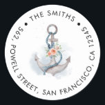 Sticker Rond Peach Pink Floral Ancre Adresse de retour<br><div class="desc">Sticker rond de l'adresse de retour de l'Ancre florale rose Pêche.</div>