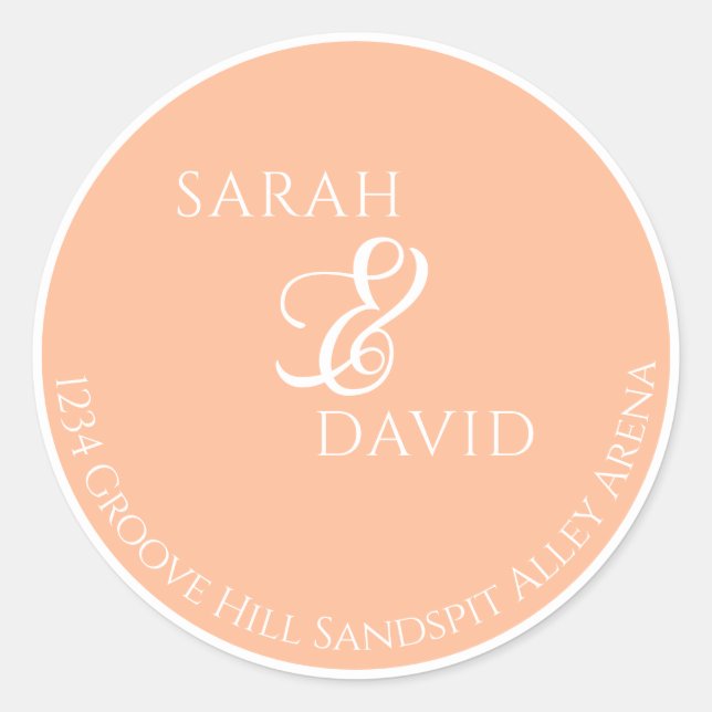 Sticker Rond Peach Pink minimaliste Mariage (Devant)