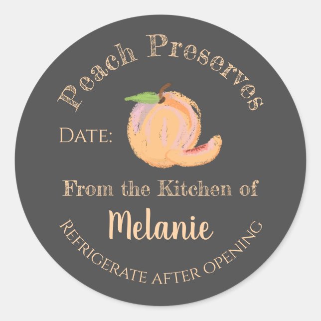 Sticker Rond Peach Preserve Chalkboard Art Canne (Devant)