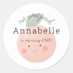 Sticker Rond Peaches & Crème Cute Kawaii Fille Anniversaire