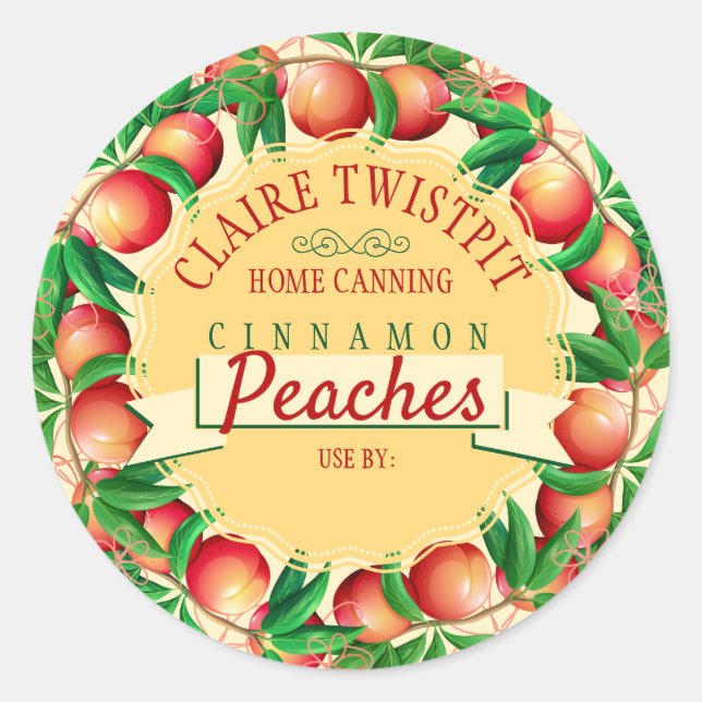 Sticker Rond Peaches tourte de remplissage confiture maison éti (Devant)