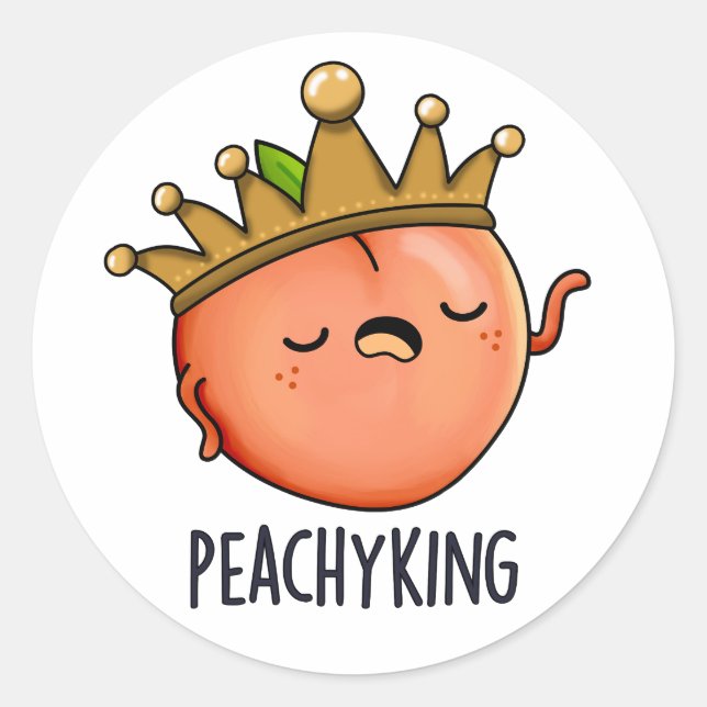 Sticker Rond Peachy King Funny Peach Pun (Devant)