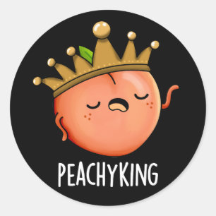 Sticker Rond Peachy King Funny Peach Pun Pun Dark BG