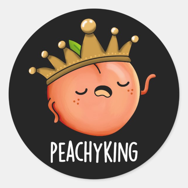 Sticker Rond Peachy King Funny Peach Pun Pun Dark BG (Devant)