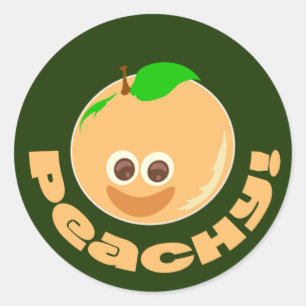Sticker Rond Peachy Peach Time Fun Cartoon Cutie