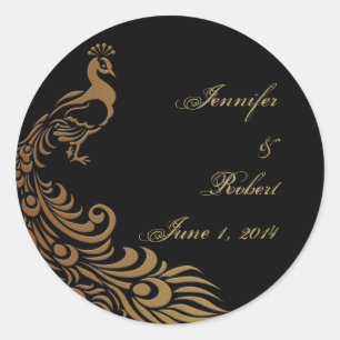 Sticker Rond Peacock Art Déco de bronze et Sceau d'enveloppe fl