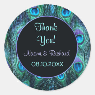 Sticker Rond Peacock Feather Drama -Merci Seal - Personnaliser