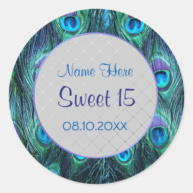Sticker Rond Peacock Feather Drama ver 2 -Sweet 15 (Devant)