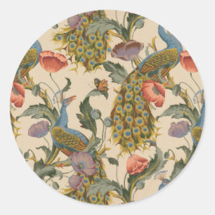 Sticker Rond Peacock Motif vintage Art coloré