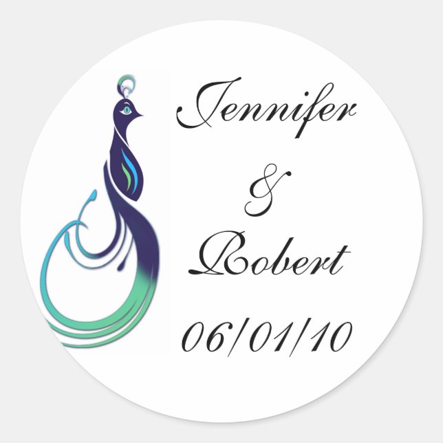 Sticker Rond Peacock précieux en violet, Turquoise et vert (Devant)