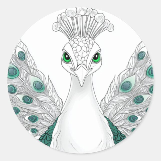 Sticker Rond Peacock sticker. A noble and beautiful bird  (Devant)