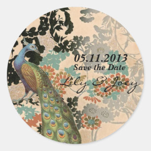 Sticker Rond Peacock vintage